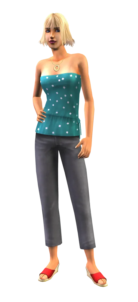 the-sims-2-hm-fashion-blonde-woman-turquoise-top-capri-pants-render