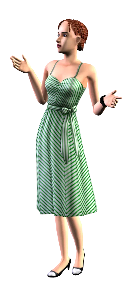 the-sims-2-hm-fashion-green-striped-summer-dress-render