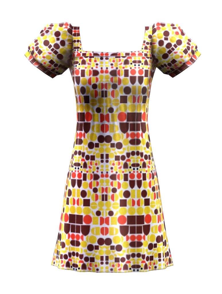 the-sims-2-hm-fashion-orange-yellow-geometric-dress-render
