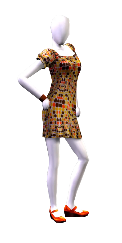 the-sims-2-hm-fashion-orange-yellow-patterned-dress-mannequin-render