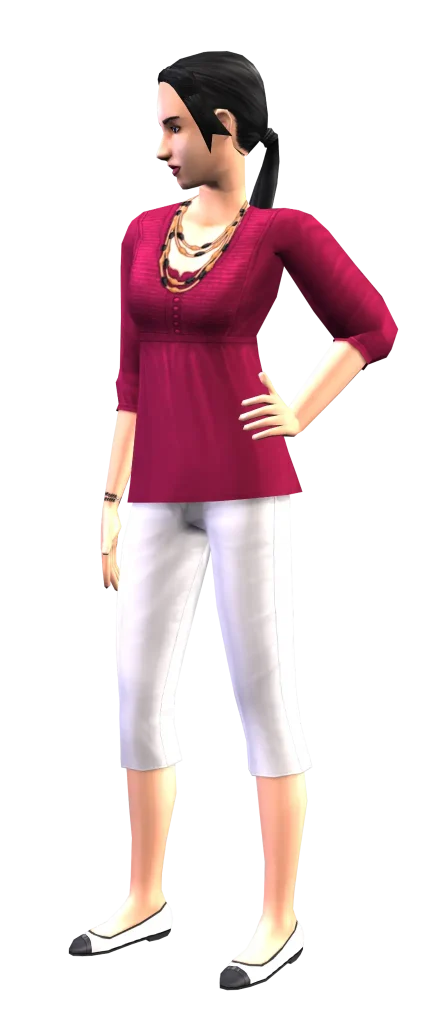 the-sims-2-hm-fashion-woman-fuchsia-top-white-capris-render