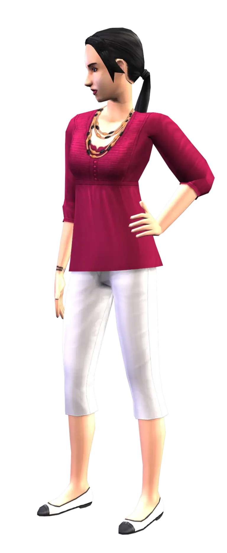 the-sims-2-hm-fashion-woman-fuchsia-top-white-capris-render