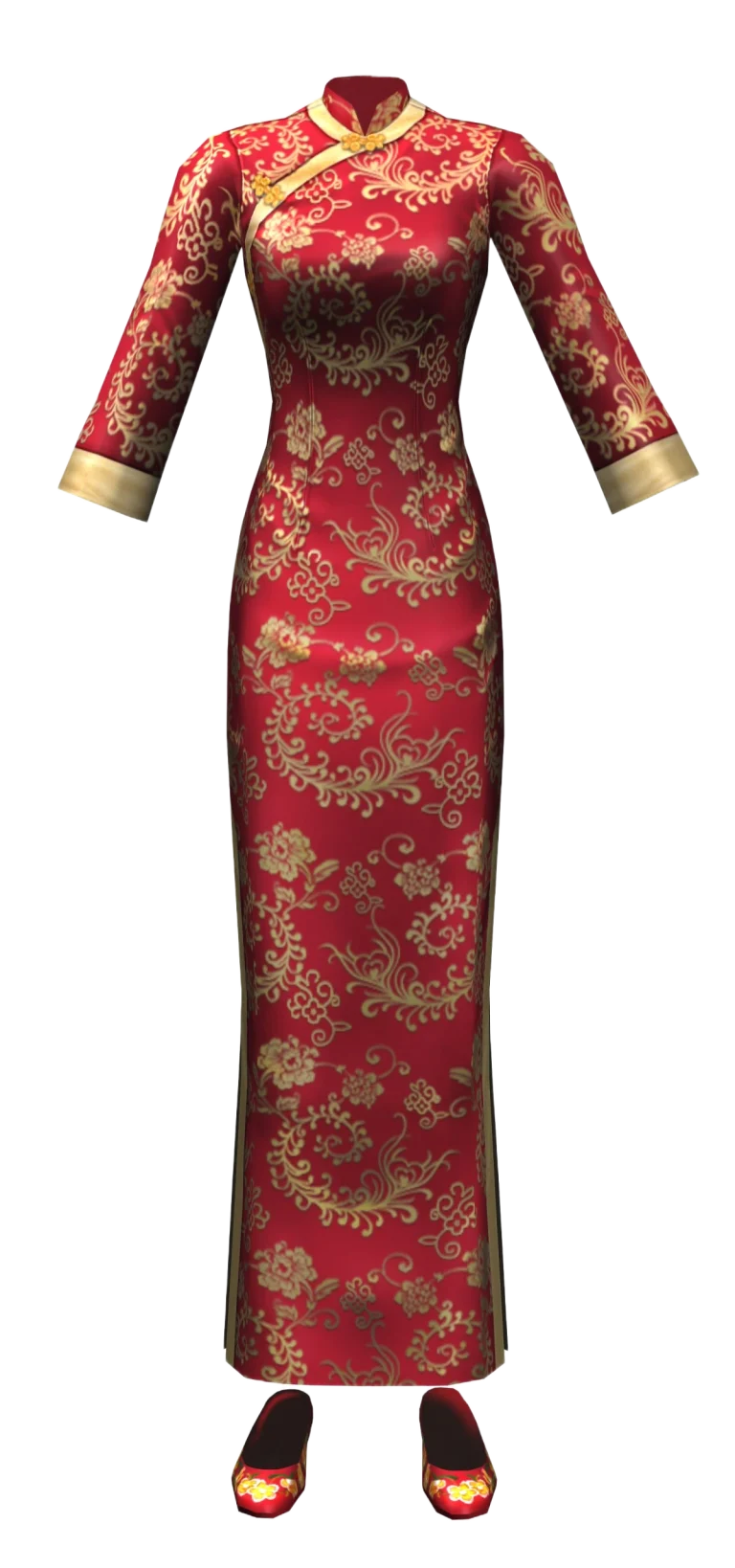 the-sims-2-happy-holiday-stuff-render-red-floral-asian-dress