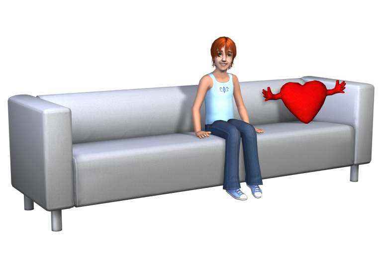 the-sims-2-ikea-home-stuff-render-woman-sitting-on-white-sofa-with-heart-pillow
